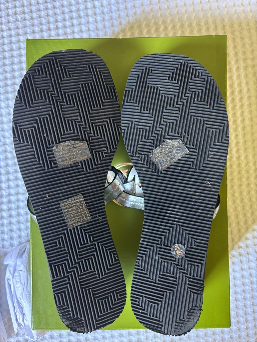 Tory Burch Silver Logo Thong Sandals